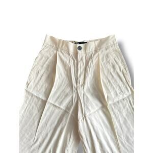ZARA 7385/600/712 Ivory Wide-Leg Pants S 26 | 33" Inseam High Rise 2 Pockets